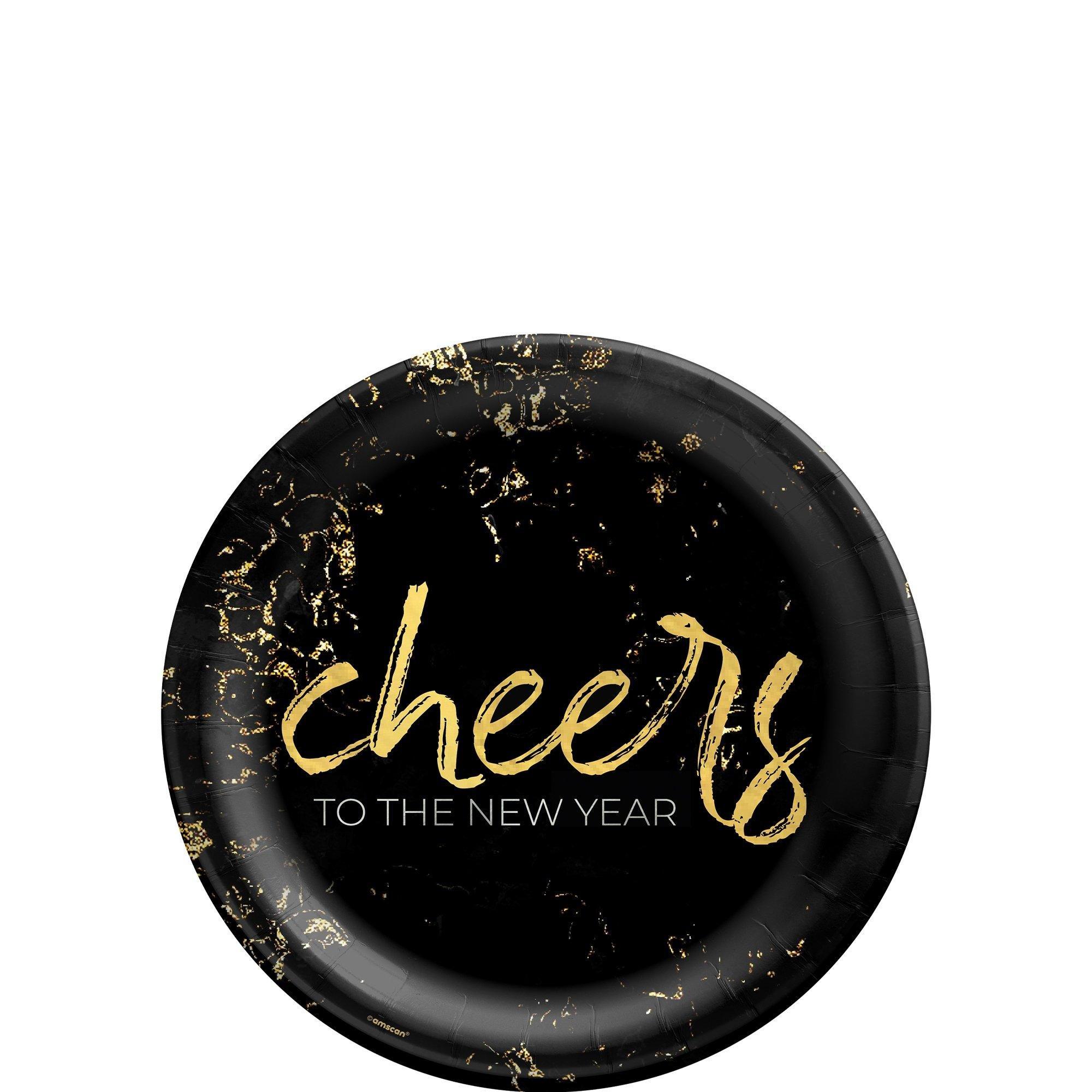 Cheers to the New Year Party Supplies Pack for 20 Guests - Kit Includes Plates, Napkins & Table Cover